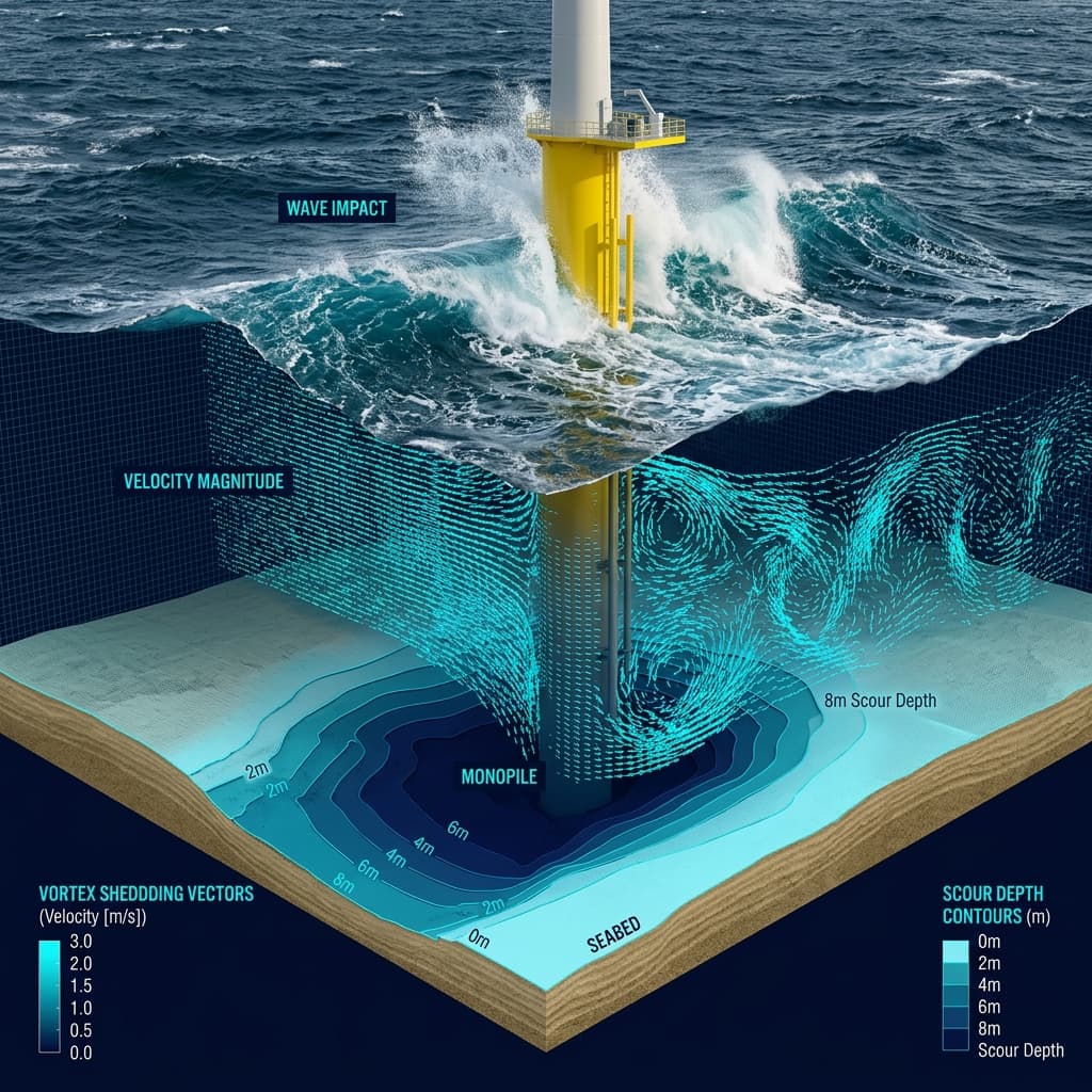 Large-Scale CFD modelling of the Hydrodynamics and Scour around Offshore Wind Farms